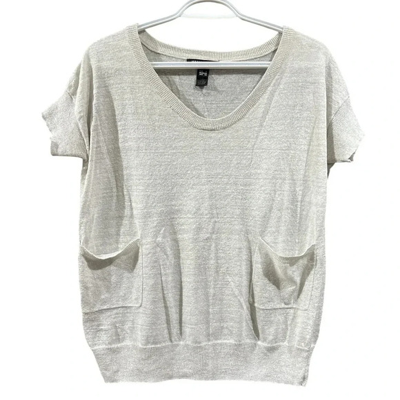 XS gray shimmery MANGO top, short sleeve, EUC - Picture 1 of 6